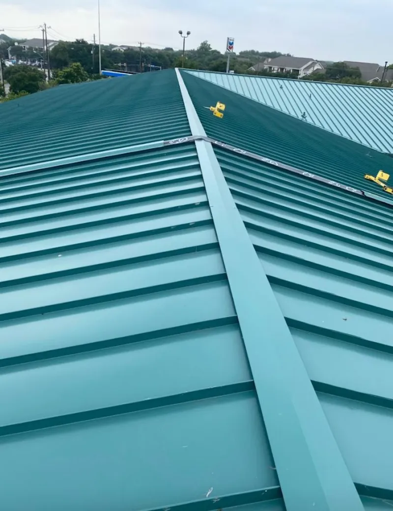 Green commercial metal roof ridge and valley for Metal Roof Repair in Euclid